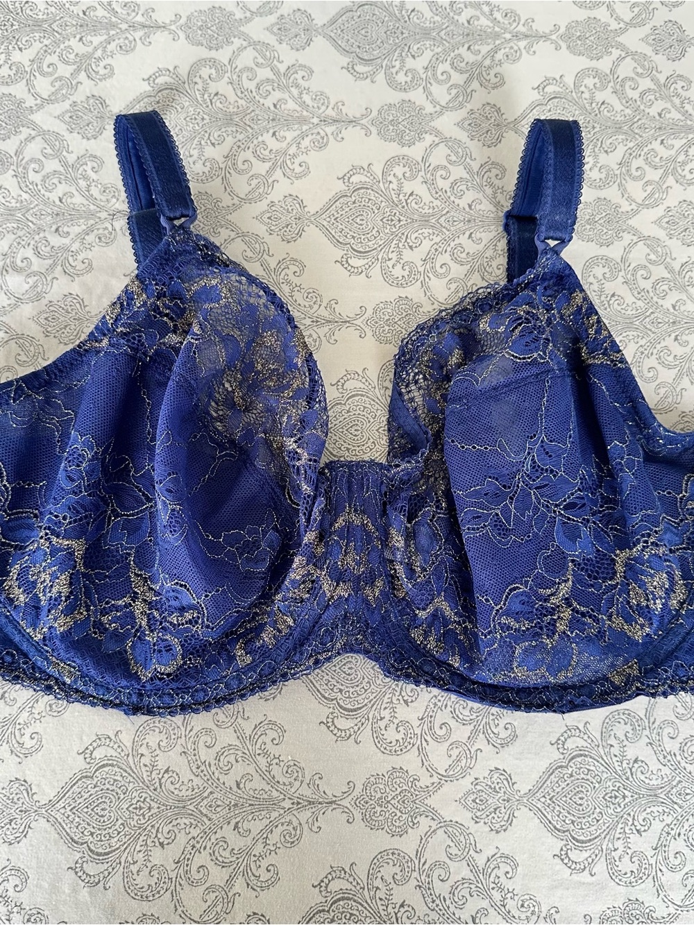 WACOAL Lace to Love Underwire Bra 855297 twilight BLUE unlined demi cup 38DDD
